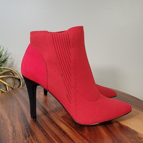 MIA Red sock Knit Stiletto ankle Boots Booties Heels Size 7.5 - Picture 3 of 17